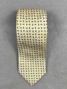 Boggi Milano Yellow Blue Geometric Silk Tie Made Italy Designer Necktie 3.25"